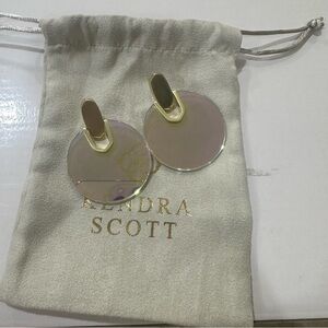 Kendra Scott Gold and Light Pink Iridescent Disc Earrings